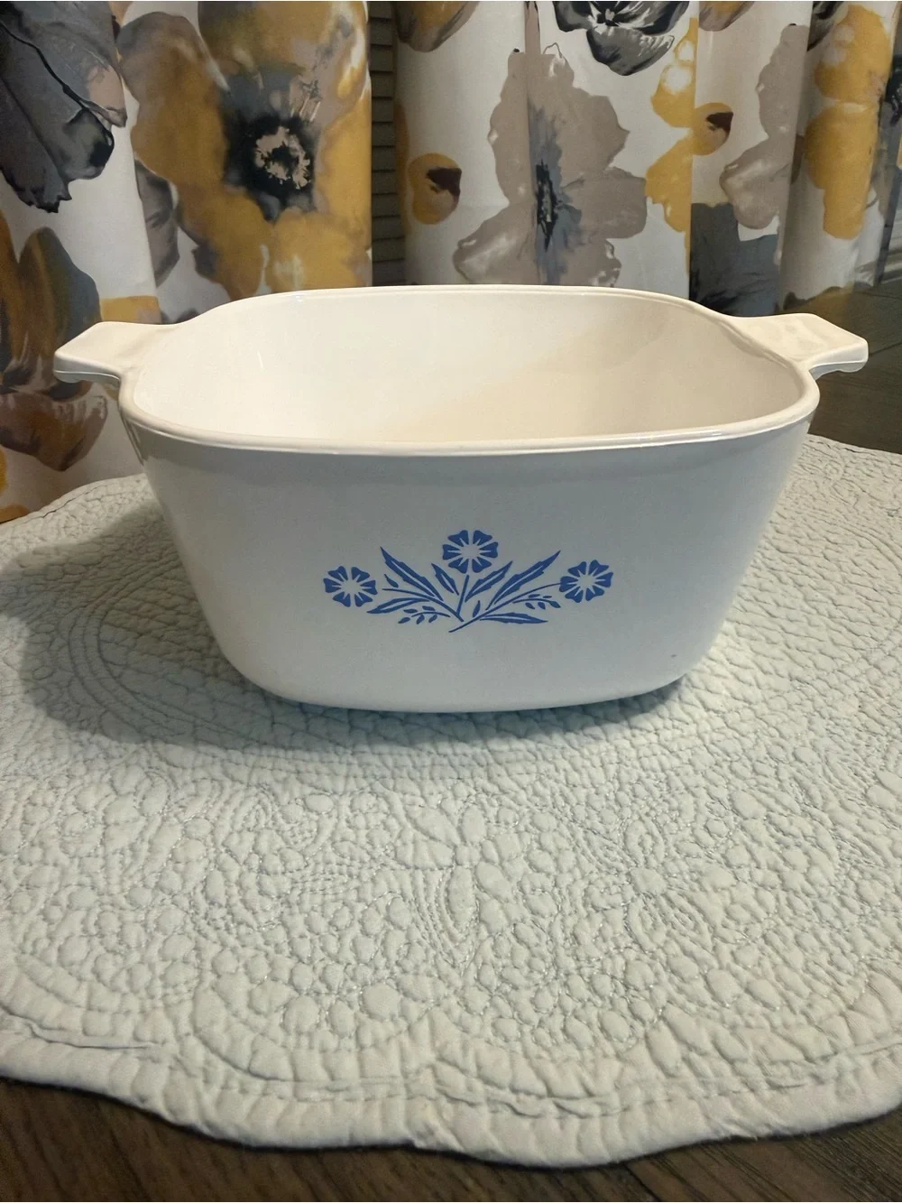 Vintage Pyrex Corningware Blue Floral Stoneware Baking Dishes Set of 2